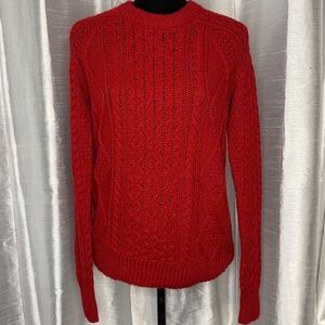 Merona Crewneck Knit Sweater Women’s XS Wool Blend Loose Fit Red Sparkle Holiday